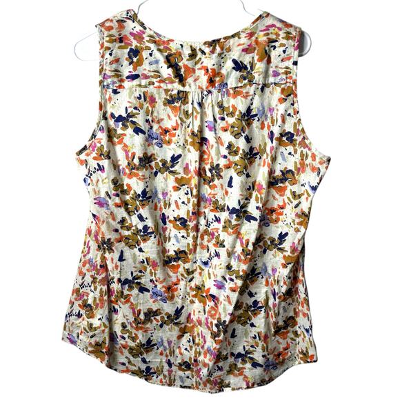 Eddie Bauer Abstract Floral Sleeveless Blouse Top Women's Large Summer Spring - Picture 4 of 7